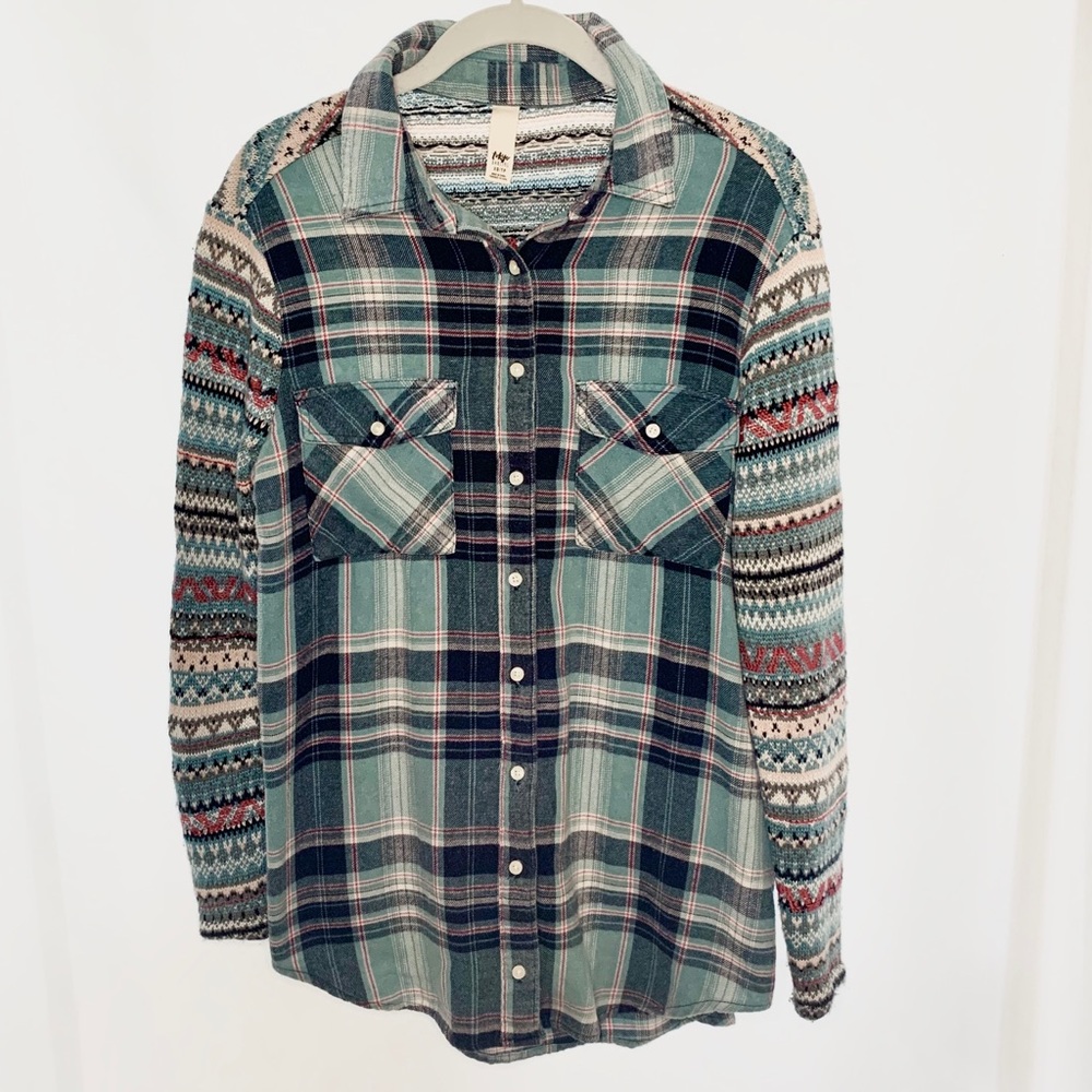 Aeropostale Plaid Teal Flannel